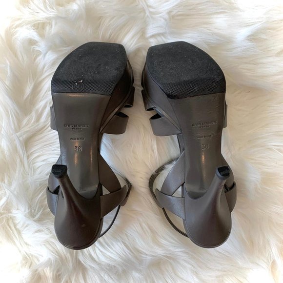 YSL Saint Laurent Tribute Grey heel sandals - Picture 6 of 6